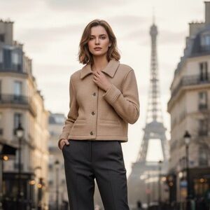 Joie Blush Pink Wool Blend Long Sleeve Button Front Sweater Crop Jacket Sz Small